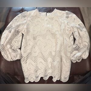 Express White Textured Women's Blouse